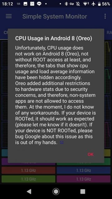 CPUの使用状況が取得できないことの注意事項